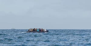 Lifeboat of civilians after boat capsized