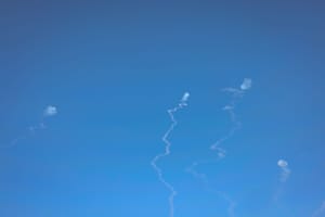 Rocket interception over north. Illustration.