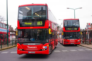 London buses at Golders Green bus stop