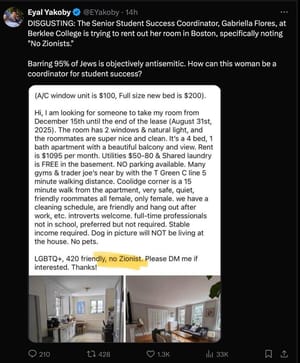 Screenshot from the post shared