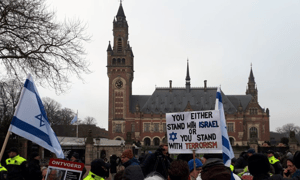 Pro-Israel demonstrators at the Hague