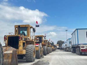 Heavy equipment and caravans.