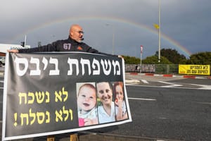 People in Northern Israel pay their respects to the four Israeli hostages who were released from Gaza today. February 20, 2025.