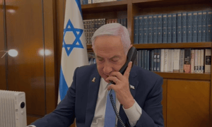 Benjamin Netanyahu on the phone with Eli Sharabi