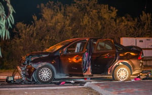 Police at the scene of a terror ramming attack in Pardes Hanna-Karkur, February 27, 2025.