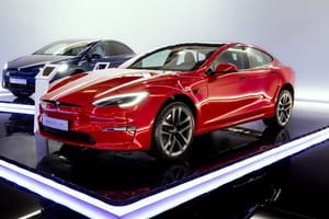 Tesla Model S electric car at the Brussels Autosalon European Motor Show. Brussels, Belgium - January 13, 2023.