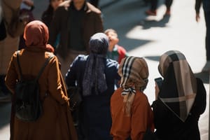 Muslims walking through the streets