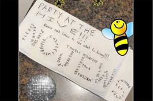The invitation spelling out 'No Jews' while listing what to bring to the college party