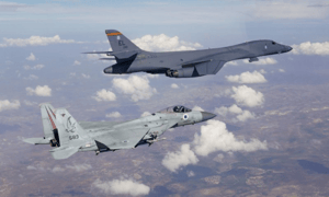 US bomber and Israeli jet