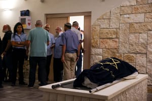 Family and friends attend the funeral of Batsheva Nigri who was murdered in a terrorist shooting attack near Hebron earlier today at the Gush Etzion Regional Cemetery in Kfar Etzion on August 21, 2023. 