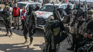Hamas terrorists during hostage exchange