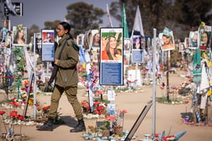Israeli visit the site of the Nova music festival massacre in southern Israel. January 29, 2025. 
