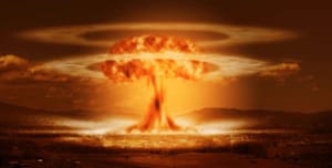 Nuclear explosion. Illustration.