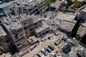 The site of the Iranian missile strike in Bnei Brak