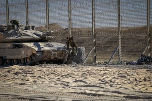 IDF soldiers seen near the border fence with the Gaza Strip, southern Israel, on July 4, 2025.