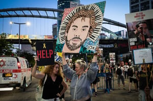 Demonstrators protest for the release of Israelis held hostage in the Gaza Strip, outside Hakirya Base in Tel Aviv, July 23, 2025. 