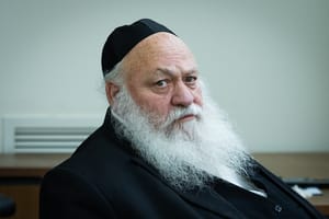Yitzchak Goldknopf, Minister of Construction and Housing arrives to United Torah Judaism party meeting at the Knesset, the Israeli parliament in Jerusalem, on May 19 , 2025. 