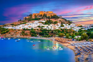 Lindos city on Rhodes island, Greece
