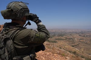 Israeli soldiers seen on the Israeli border with Lebanon, northern Israel, July 10, 2025. 