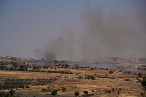Smoke rises from the village of Blida, southern Lebanon, as it seen from the Israeli side of the border, June 6, 2025.