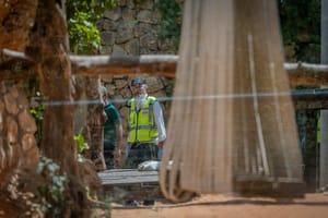 Workers and rescue forces at the scene where 26-year-old Uriel Nuri, the head tiger keeper at the Jerusalem Biblical Zoo, was killed by a tiger on August 1, 2025. 