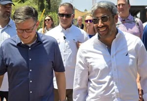 Speaker Mike Johnson in Ariel with Mayor Yoni Stabone