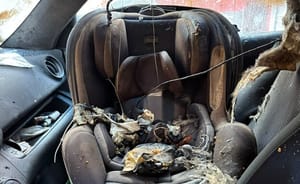 The reservists car that was burned