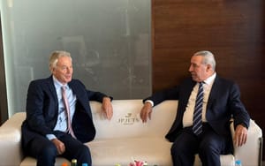 Tony Blair and  Hussein Al Sheikh
