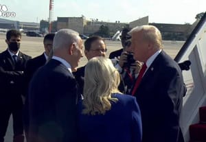 Trump is greeted by Netanyahu, Sara and Herzog