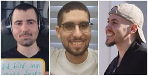Freed hostages Evyatar David, Guy Gilboa-Dalal and Eitan Mor