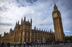 View of Big Ben, on the South Bank of the Thames, in London. September 20, 2022. 