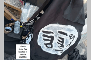 Islamic State flag located in vehicle CN59DR driven by the Bondi Beach terrorists.