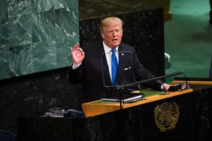 US president Donald Trump adresses the United Nations general assembly, in NYC, USA. September 19, 2017.