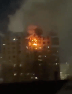 Illustrative: an exploding building.