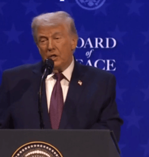 Trump at the signing of the Board of Peace