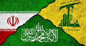 Iran, Hamas, Hezbollah flags