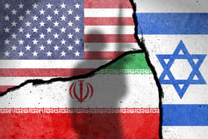 US, israel, Iranian flags