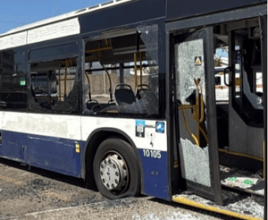 Damage to bus in Holon after Iranian cluster munition strikes central Israel