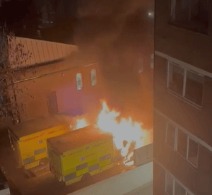 Hatzolah ambulance on fire
