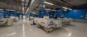 Empty hospital beds