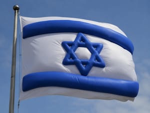 An overweight Israeli flag. Illustration.