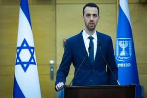 MK Ariel Kallner speaks during a press conference on the establishment of a government commission of inquiry into the events of October 7, at the Knesset, the Israeli parliament in Jerusalem, December 14, 2025.