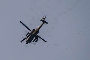 Apache helicopter flies near Israel-Lebanon border