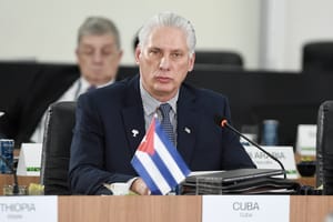 Rio de Janeiro, Brazil, July 6, 2025. President of Cuba, Miguel Díaz-Canel Bermudez, during a meeting at the BRICS 2025 plenary session.