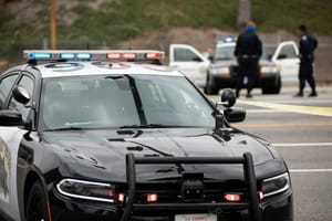 Los Angeles Police Department units respond to the scene of an incident.