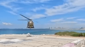 IDF helicopter carrying wounded troops from drone strike