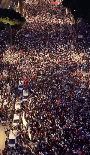 Albanians protesting Trump and Kushner's resort plan