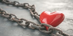 Heart in iron chain