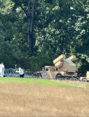 Avenger air defense missile batteries protecting Trump.