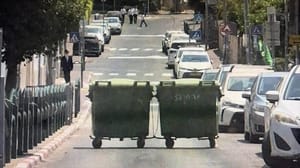 Trash bins used to block the road